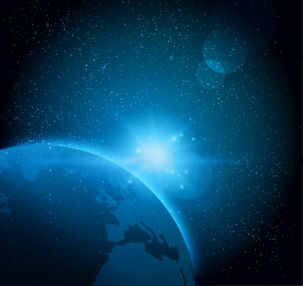 Luz de tierra azul de material de vectores y el universo