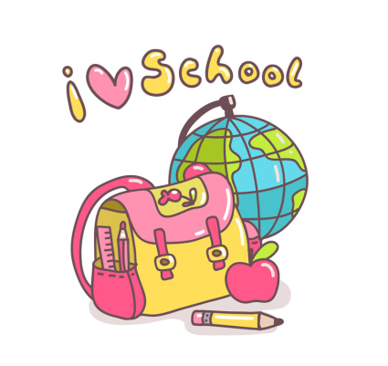Me encanta la escuela 迆tiles escolares de dibujos animados de vectores