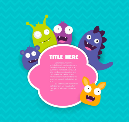 5 precioso monstruo vector material etiquetas