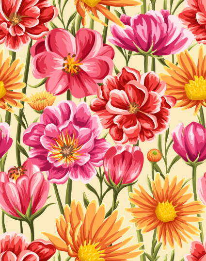 Flores, flor sin fisuras vector material de fondo