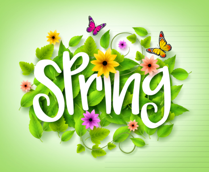 Primavera arte floral vector de palabras vectoriales