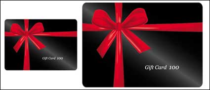 Cinta roja envuelve alrededor de un vector de material negro tarjetas de regalo