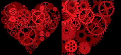 Equipo formado por el vector de durazno corazn grande material