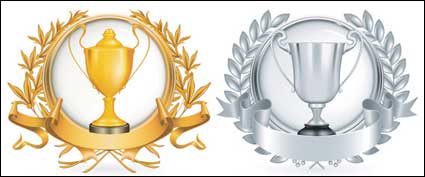 Amarillo trofeo de oro de vectores materiales