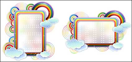 Rainbow nubes frontera vector lindo