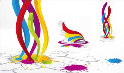 Flecha vectorial colores en tres dimensiones materiales
