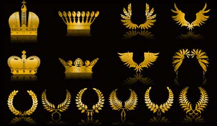 Golden trigo alas vector corona material