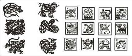 Zodiac vector de material de papel de corte (4)