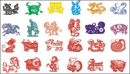 Zodiac vector de material de papel de corte (1)