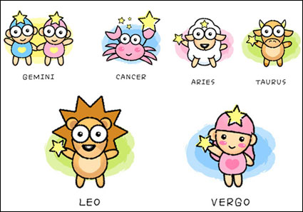 12 dibujos animados material vector constelacin(B)