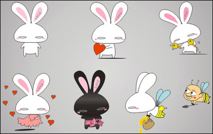 El amor de conejo de dibujos animados de vectores