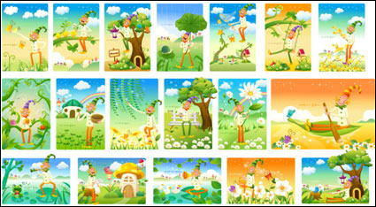 Payaso y el paisaje vectorial de la serie