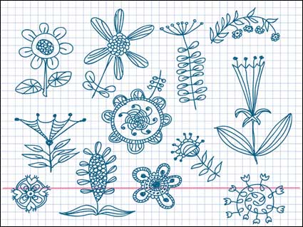 Cute poco flores pintadas vector material