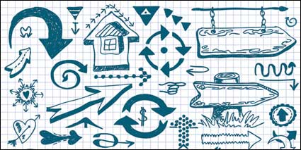 Bonito pintado a mano flechas villano vector material