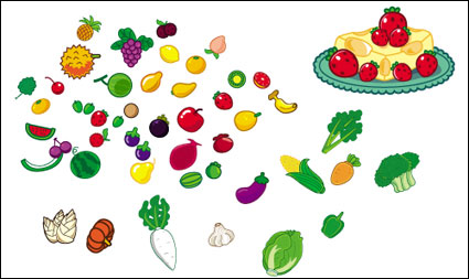 Bonito frutas y hortalizas material vector