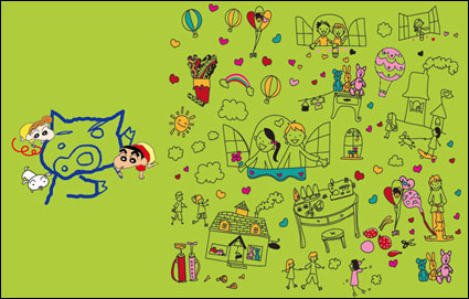 Cute dibujos animados vector material