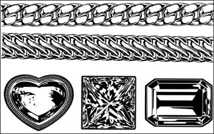 Realista cadena de oro y plata - joya de diamantes vectoriales