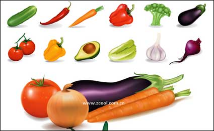 Varios vegetales comunes de vectores materiales