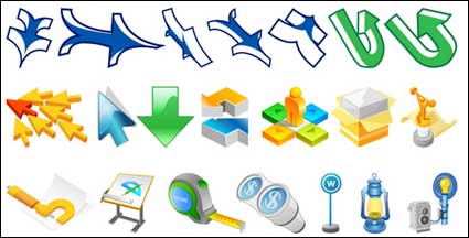 Una variedad de flechas y otros materiales del vector de tres