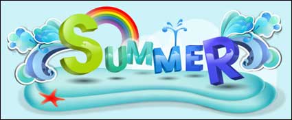 Verano Tema vectorial material de diseño de fuentes