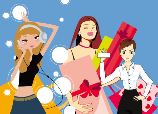 3 materiales vector femenina