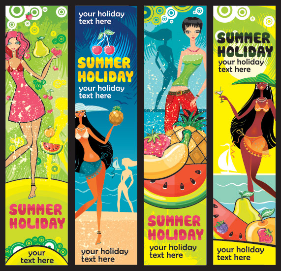 Verano tema fruto del material de las mujeres vector banner