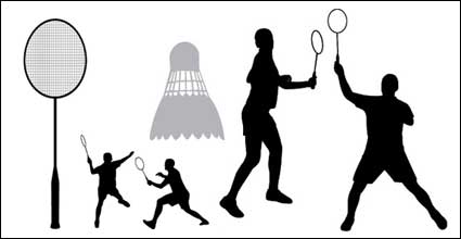 Bdminton siluetas vector de material