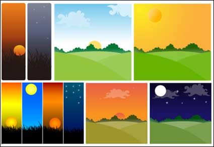 Puesta del sol tema vectorial material