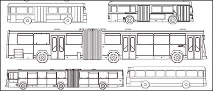 Clases de dibujo lineal de coches material vector de autobs