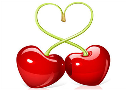 Vector cereza con forma de corazn
