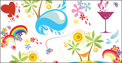 Diversin de Verano de movimiento vectorial elementos