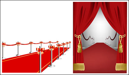 Alfombra roja cortina vector fuente de materia