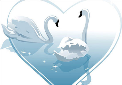 Vector de cisne blanco en forma de corazn de material