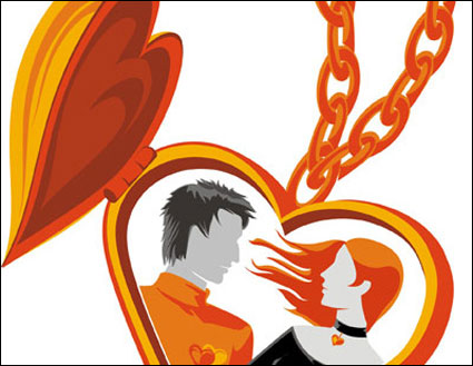 En forma de corazn los amantes del vector collar de material