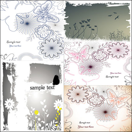 Flores y mariposas vector de material