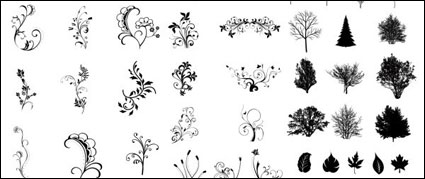 Blanco y negro Vector hojas