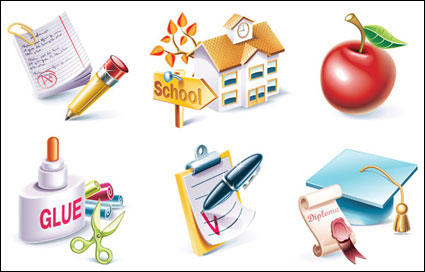Tema de la escuela icono del vector de material