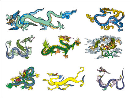 Clsica dragn chino material vectorial de dos