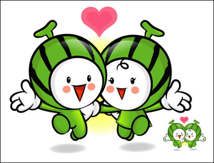 El amor la caricatura super fruta Vector 3