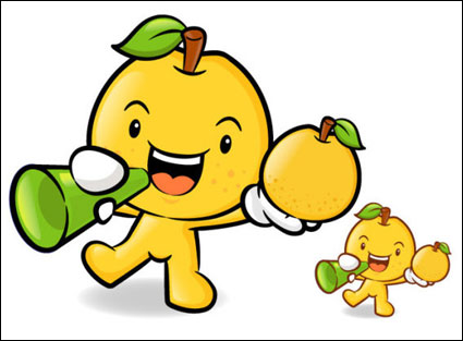 Super amor de dibujos animados de frutas vector de material2