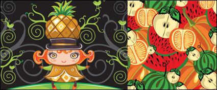 Lindo colorido de frutas Vector