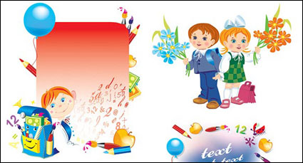 Vector ilustraciones de los niños de la escuela