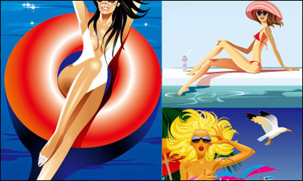 Vector chica balneario