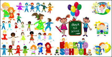 Los niños Vector feliz