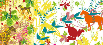 Profusi¨®n plantas y animales silueta vector de material