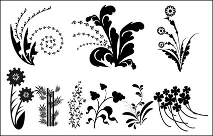 Vector silueta de las hojas en blanco y negro