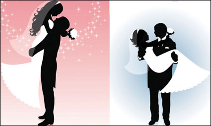 Vector siluetas de personas de la boda