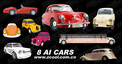 8 hermoso auto vector de material