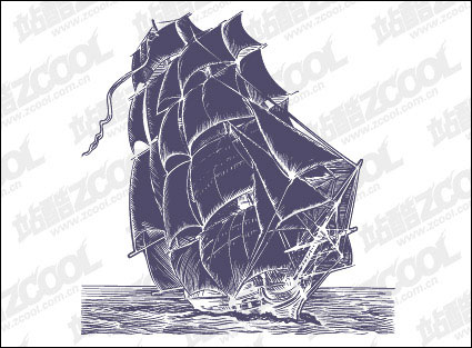Dibujo a pluma estilo de navegacin vector material