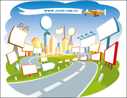 Cute vector de dibujos animados escena urbana